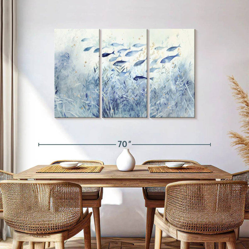 Brampt Blue School Of Fish, 36" H x 57" W