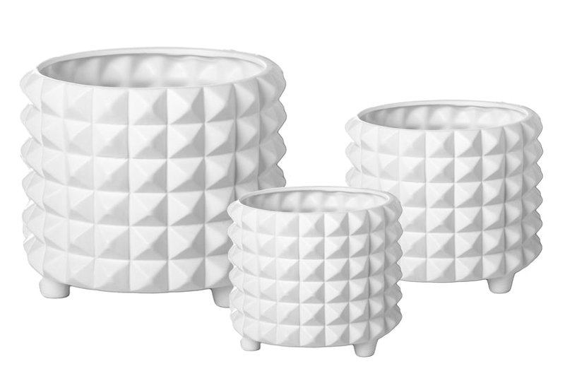 Pot rond en céramique mat, Blanc