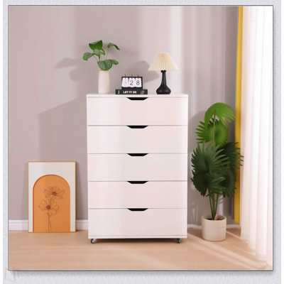 Commode 5 tiroirs avec roulettes - Armoire de rangement moderne