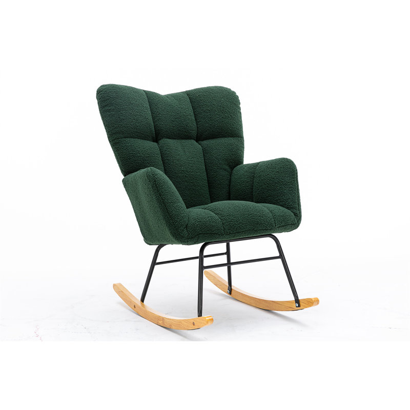 Chaise berçante moderne Marsa, Velours vert foncé