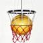 Suspension en forme de ballon de basketball, luminaire suspendu sur le thème du sport avec filet rouge, finition noire, ampoule E26 non incluse