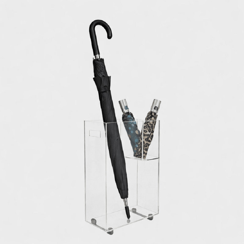 Modern Acrylic Umbrella Stand with Black Legs for Entryway Storage, Black