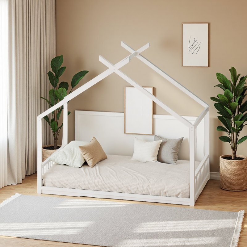 Lit maison Montessori, Lit simple, Blanc