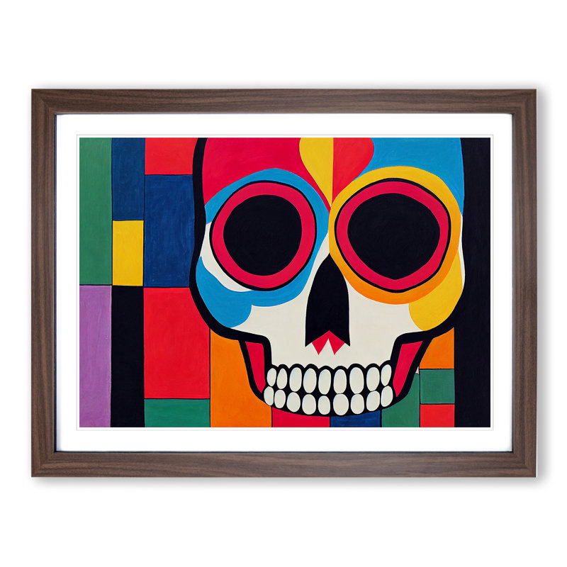 Abstract Skull - Framed Print, 34cm H x 46cm W x 2cm D, Walnut