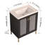 Contreplaqué de meuble-lavabo autoportant de 28 pouces avec lavabo en céramique, porte à fermeture douce (ensemble KD)
