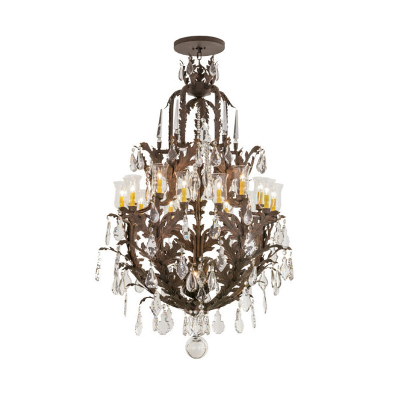 French Baroque 16 - Light Chandelier, Cream Trumpet, Copper Rust Premium