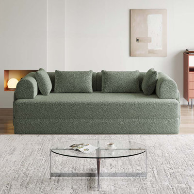 Canapé-lit convertible en chenille avec coussin cylindrique