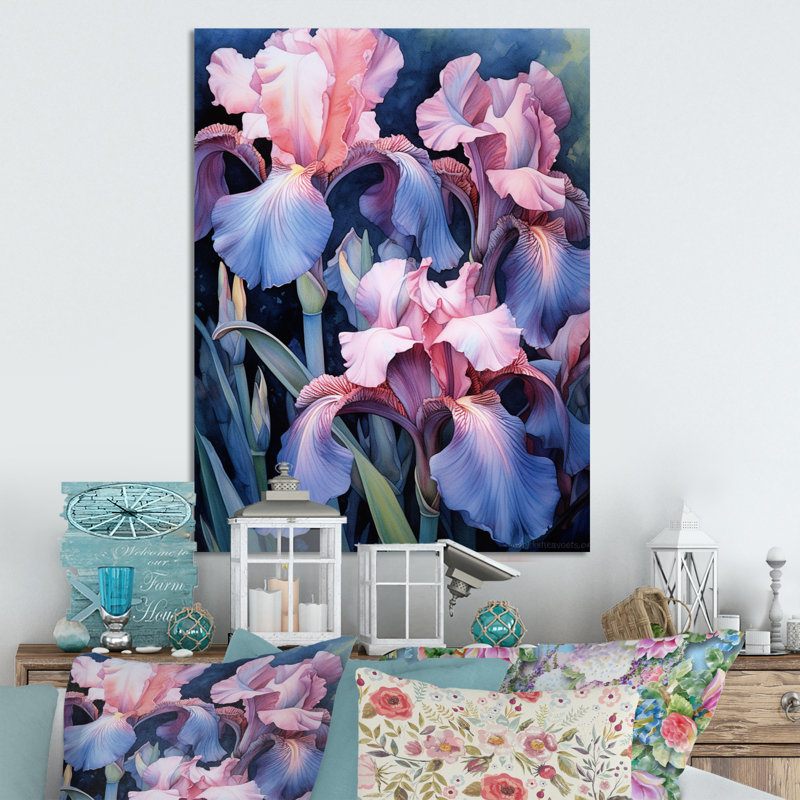 Pink Blue Iris Petal II, 20" H x 12" W x 1" D