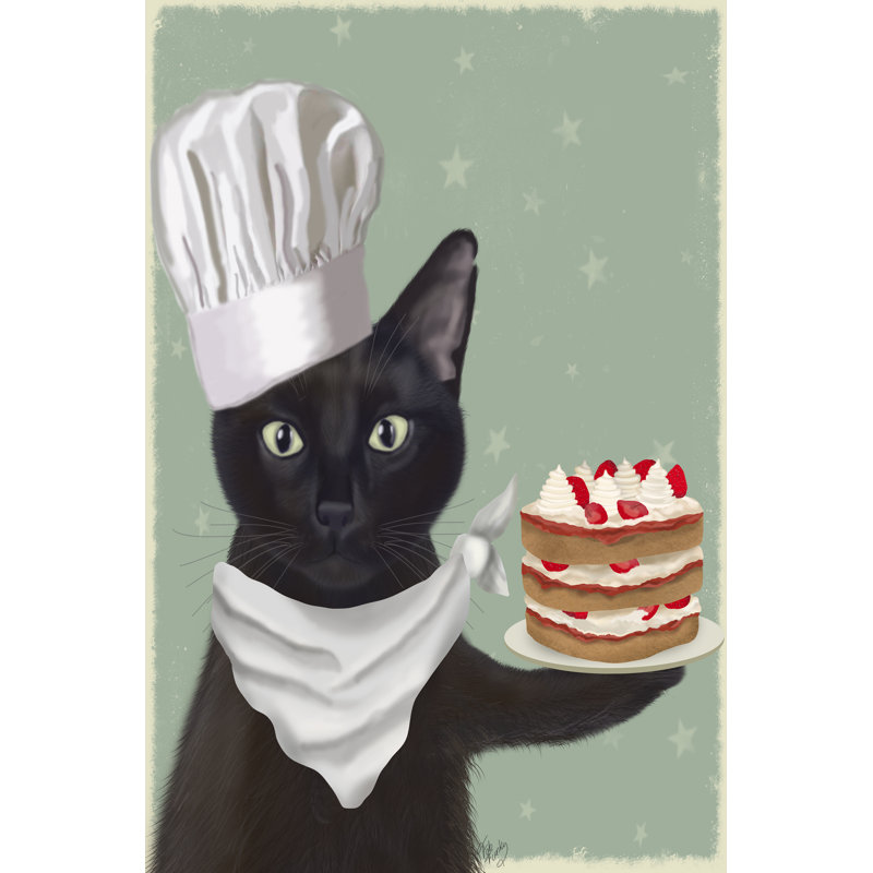Gâteau au chat noir et aux fraises, H 48 po x l 32 po x P 1,25 po