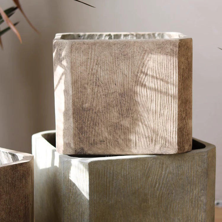 StoneGrain Square Planter, 8.2" H x 9.4" W x 9.4" D, Camel