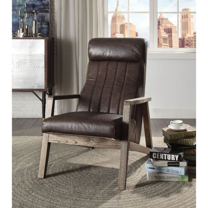 Fauteuil en cuir fleur 35 po