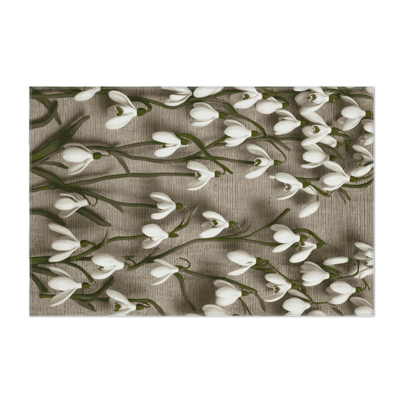 Tapis d'intérieur et d'extérieur gris Botanical, Rectangulaire 8 pi x 10 pi