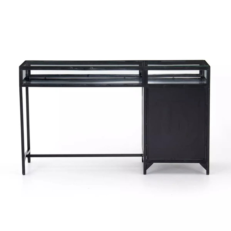 Bayline Glass Top Metal Base Writing Desk
