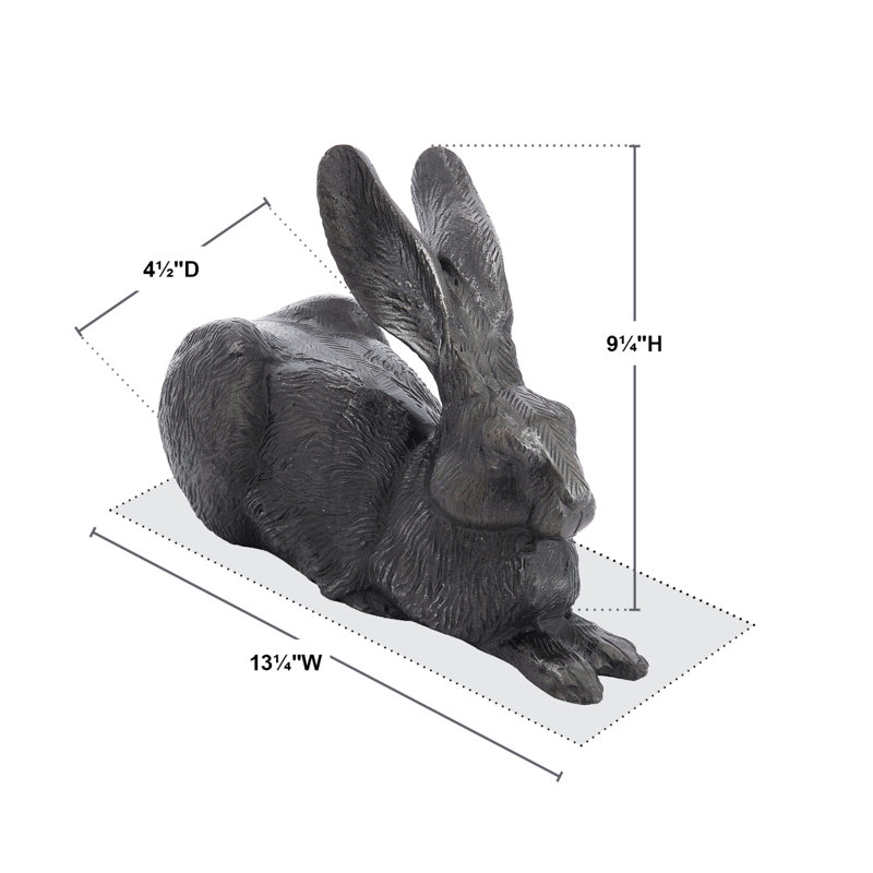 Charcoal Cast Aluminum Rabbit Garden Statue