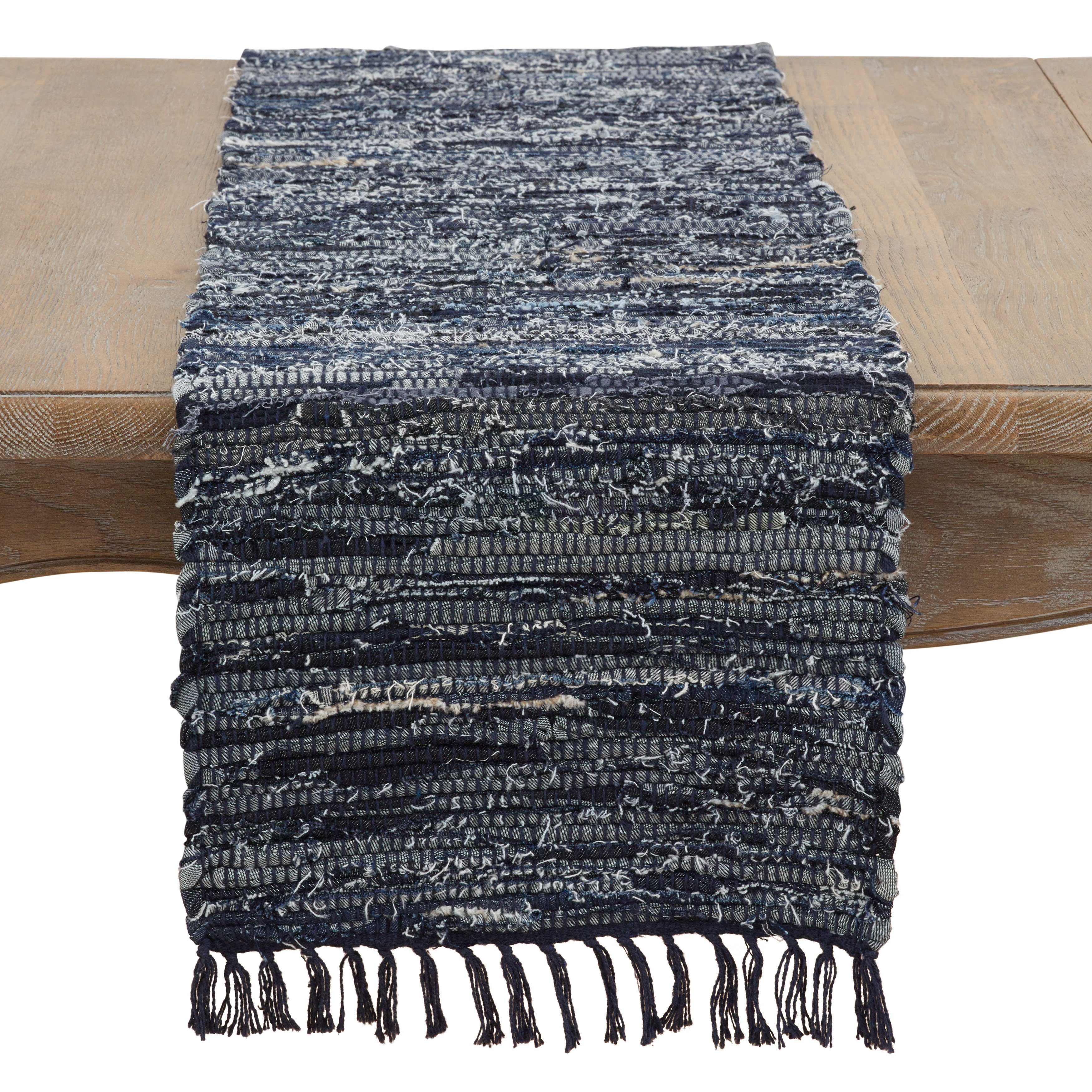 Denim Rag Table Runner Union Rustic Orta Distressed Denim Table Runner & Reviews | Wayfair