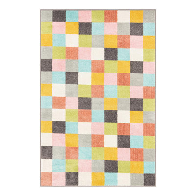 Checkered Machine Woven Polypropylene Plastic Rug