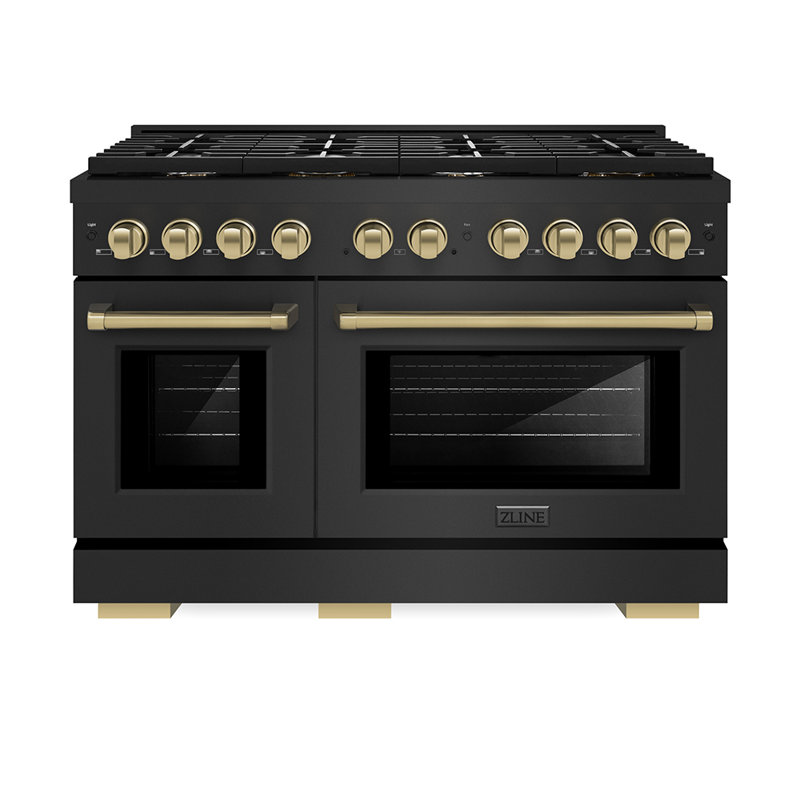 ZLINE Autograph 48 in. Gas Range in Stainless Steel, Black/Polished Gold