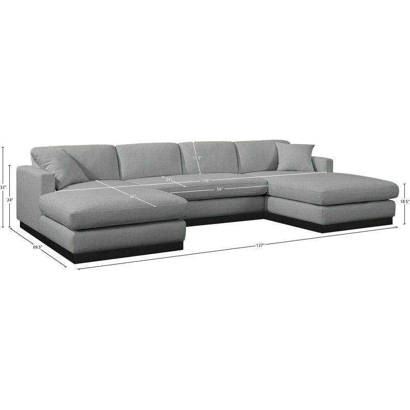 Canapé rembourré 127 po Iyanu, Tissu gris texturé en lin