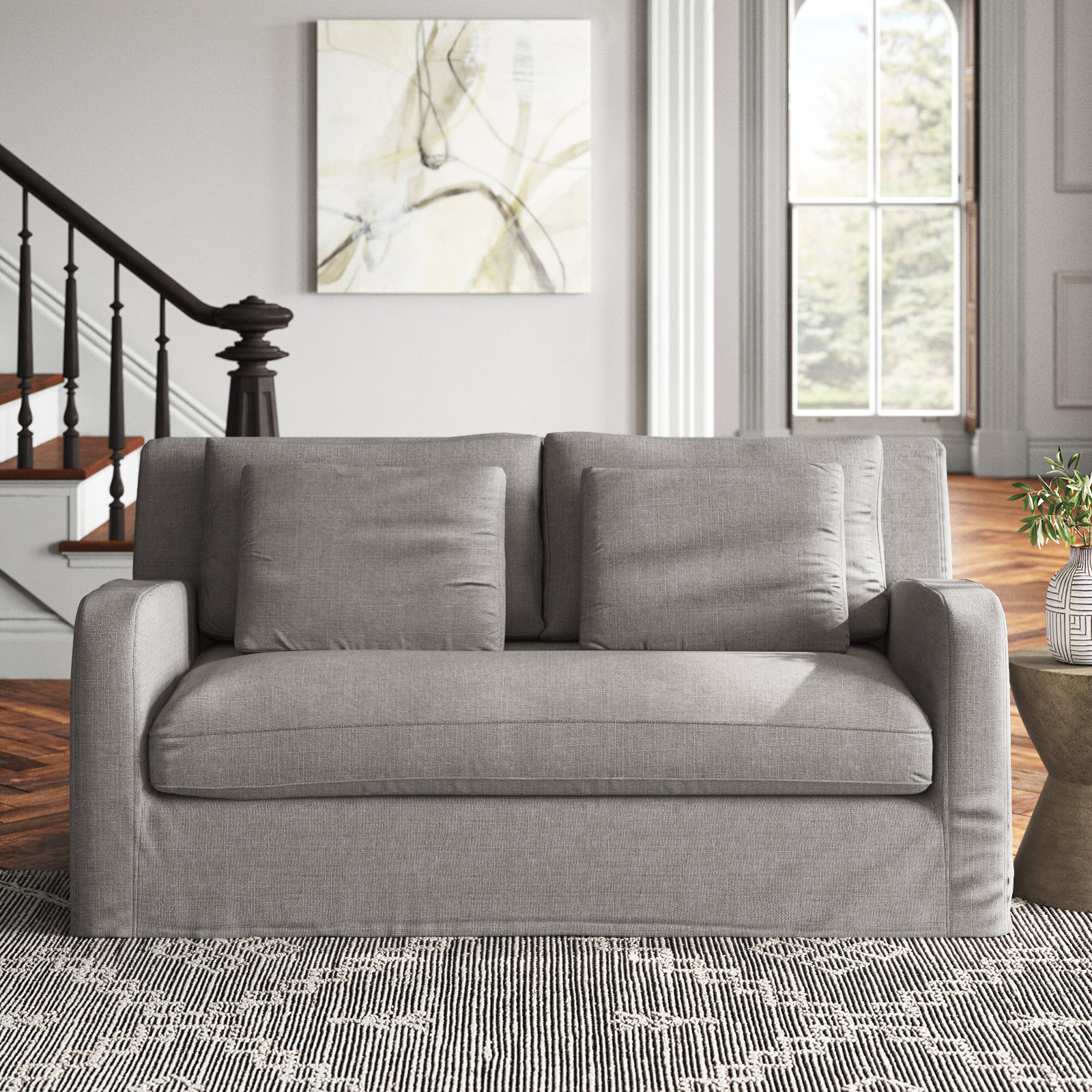 Nessa 69" Slipcovered Loveseat, Flint Gray