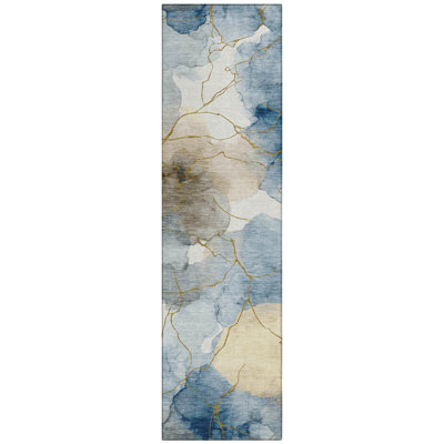 Machine Washable Indoor/Outdoor Chantille ACN2589 Abstract Rug