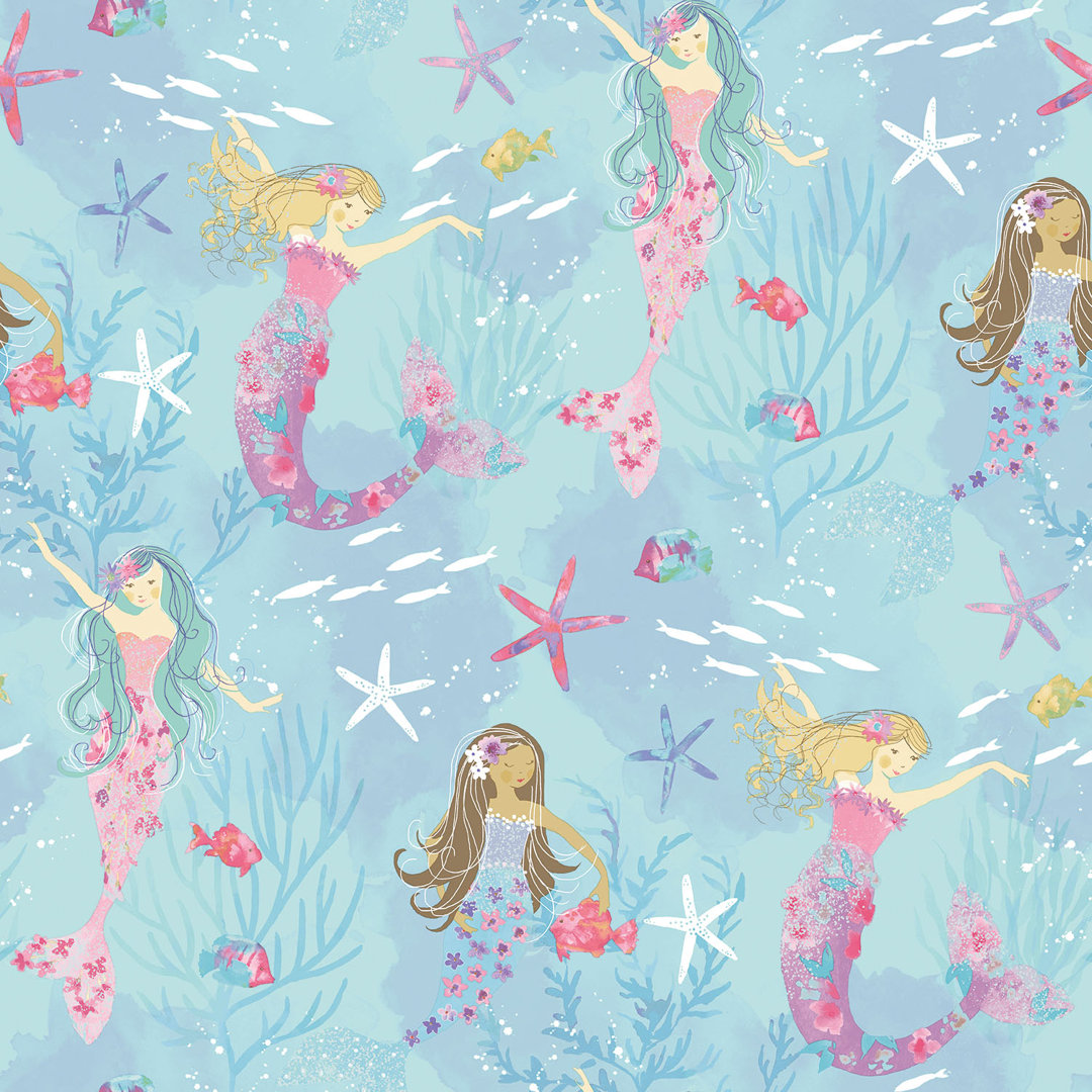 Tiny Tots 2 Glittery Mermaids Design 33' L x 21" W Wallpaper Roll Galerie Wallcoverings 