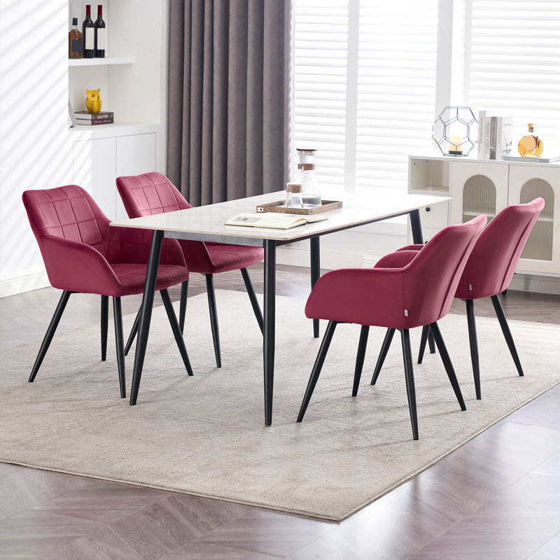 Palumbo Upholstered Dining Chair, Plum, Black