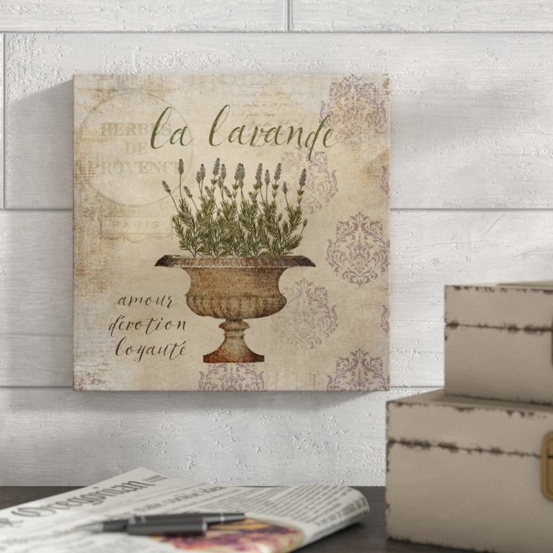 «French Herbs Lavender», impression sur papier, H 8 po x l 8 po x P 1,5 po, Toile tendue