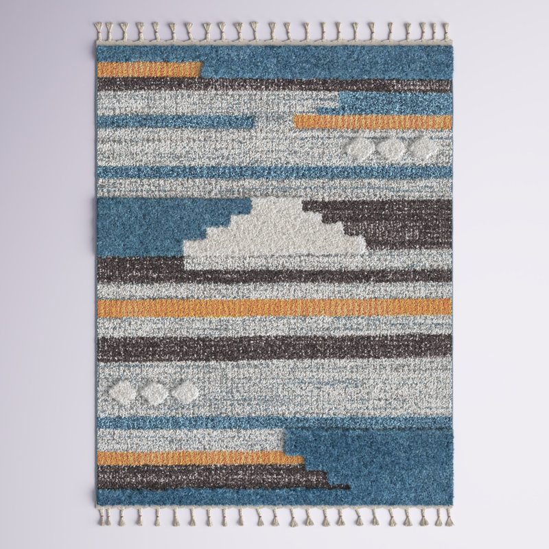 Brookhaven bleu / gris / blanc Merced, Rectangle 7 pi 10 po x 10 pi 2 po