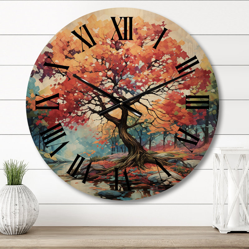 Horloge murale en bois massif Rollinghill, Moyenne