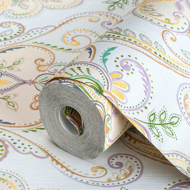 Rouleau de damas Magarita, Blanc/vert