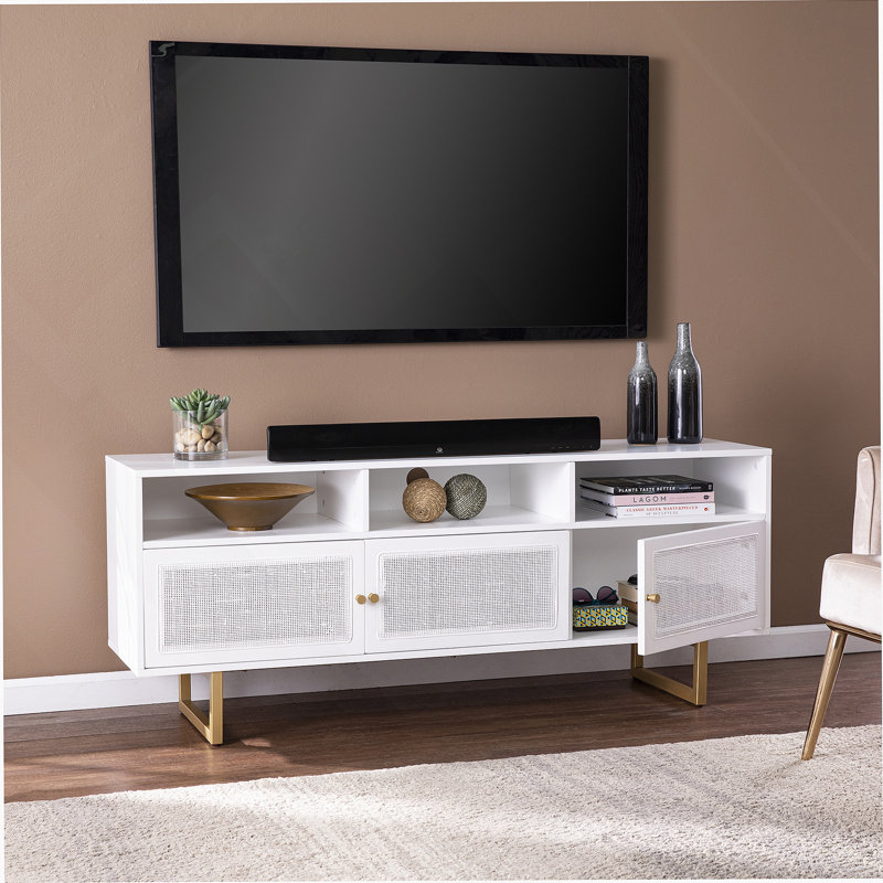 Meuble télé, meuble de rangement multimédia avec tablette ouverte