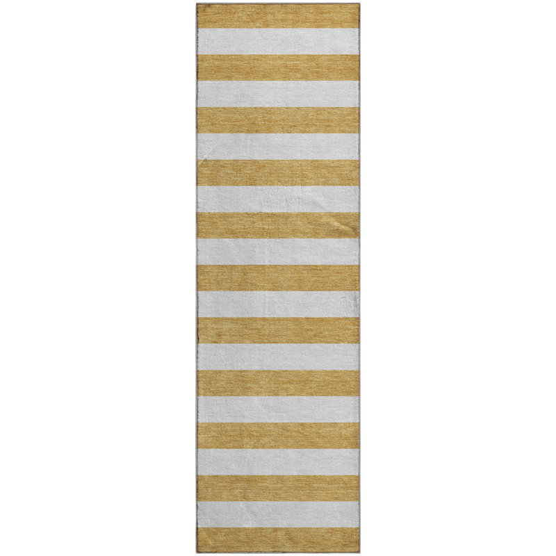 Premium Machine Washable Cerrito AMF528 Gold Rug, Runner 2'3" x 7'6"