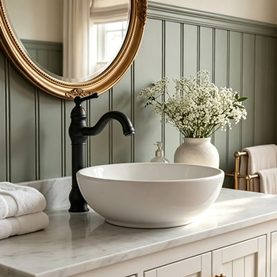 Vessel Sink Faucet, Single Handle Bathroom Faucet with 360° Swivel Gooseneck Spout