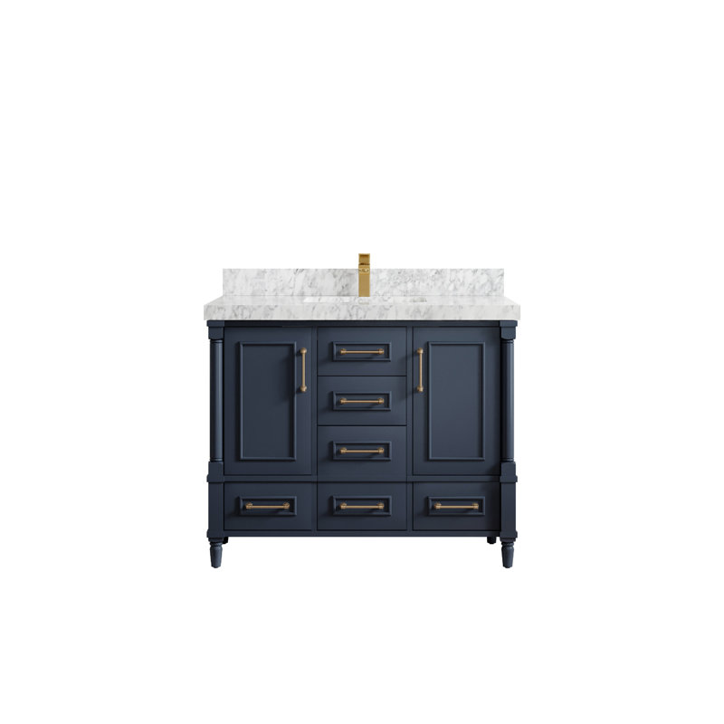 Aberdeen 42'' Single Bathroom Vanity with Top, Carrara Marble