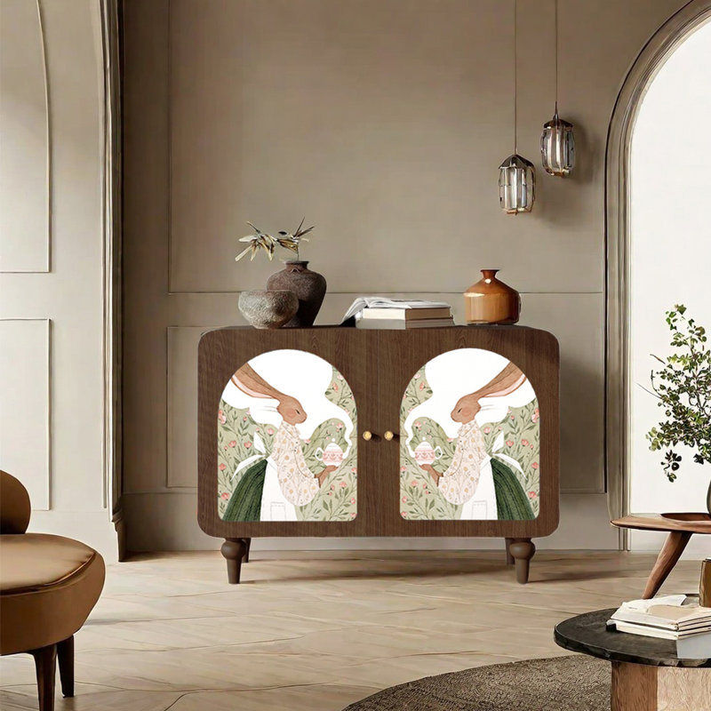 Armoire d'appoint polyvalente à motif animal moderne, Brun noyer