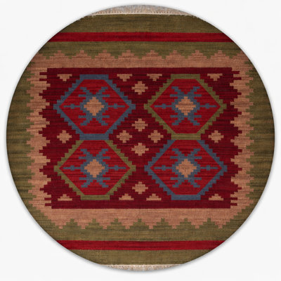 Alixia Hand Woven Flat Weave Kilim Wool Eco-Friendly Area Rugs  - Burgundy Olive Color, Contemporary Modern Design, Low Pile  Handmade Area Rugs for Living Room, Bed Room