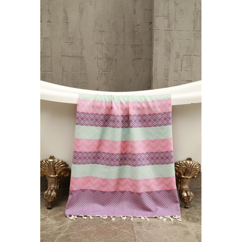 Serviette de plage 100% coton Potrero, Rouge / Bleu / Gris