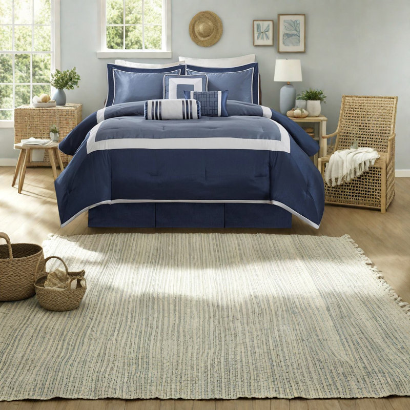 Ensembles de literie en polyester bleu marine, confort de style hôtel, utilisation polyvalente à la maison