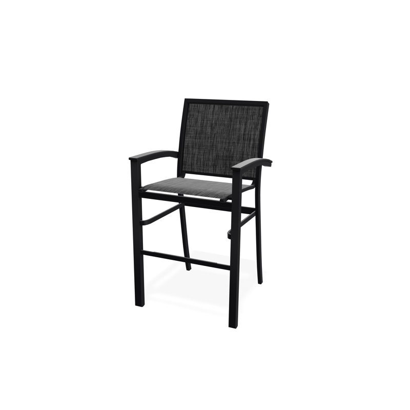 Chaise de café empilable en aluminium Bazza, Noir, Ombre Augustine