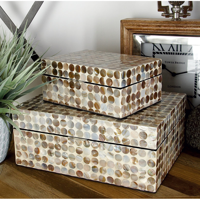 2 - Piece Handmade Decorative Box, Brown/Gray