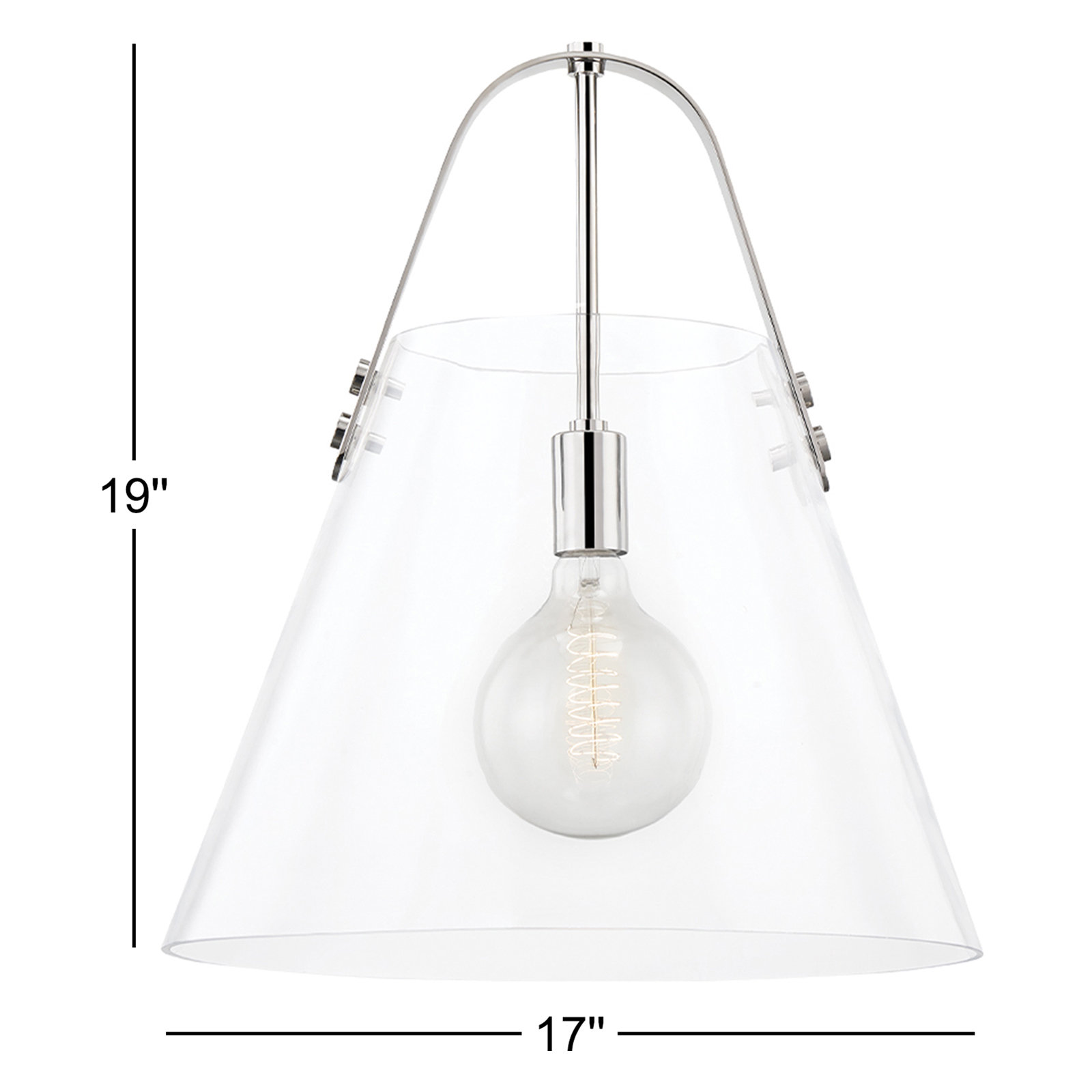 Ahava Single Light Glass Pendant, Polished Nickel