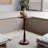 Modern Solid Wood Round Drink Table with Turned Pedestal Base, Walnut Finish-36366218