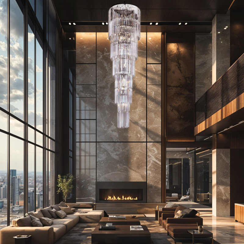 78.7'' Luxury Long Crystal Chandelier For Entryway, Matte Black