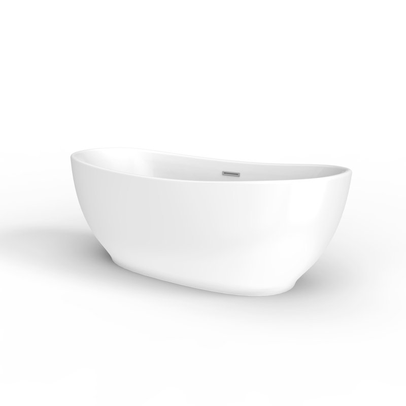 Mystique 59'' x 30.75'' Soaking Acrylic Bathtub, Brushed Nickel