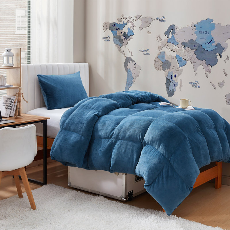 Ensemble d'édredon en microfibre 5 pièces, Édredon pour lit simple TG + 1 taie décorative, Bleu