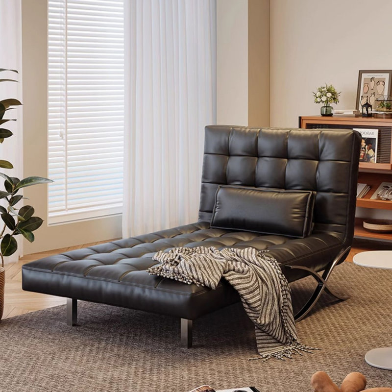 Coussin convertible 35,43 po en similicuir noir, 32.68"H x 35.43"L x 31.50"W
