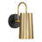 Modern Matte Black & Brushed Brass Wall Lamp with Cone Iron Shade for Bedroom Bathroom Hallway