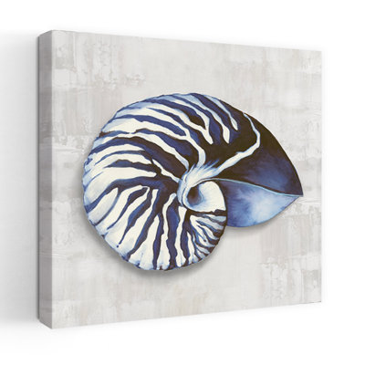Nautilus coquille dans des teintes bleues I abstrait, art mural contemporain
