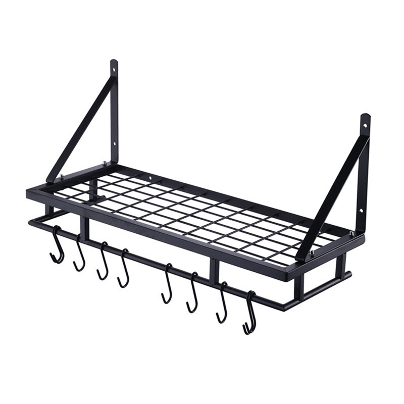 40 lbs Heavy Duty Wall Mounted Pot Rack, Handcrafted Metal Rust-Proof Kitchen Hanger with Two Installation Methods, Space Saving Organizer for Pots and Pans