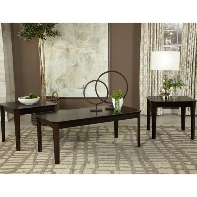 3 tables basses et de bout en brun foncé, tables rectangulaires, pieds droits minces, bois massif + base, base en épingle à cheveux, convient aux espaces de vie principaux, 18 pouces de hauteur, 47,21 de largeur, 23,5 pièces de profondeur,